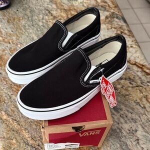 Vans Black and White Slip-On Shoes